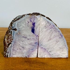 Large Agate Geode Amethyst Bookends
